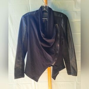 Comme  USA Black Pleather and Cloth Jacket Top Shirt Zipper Medium